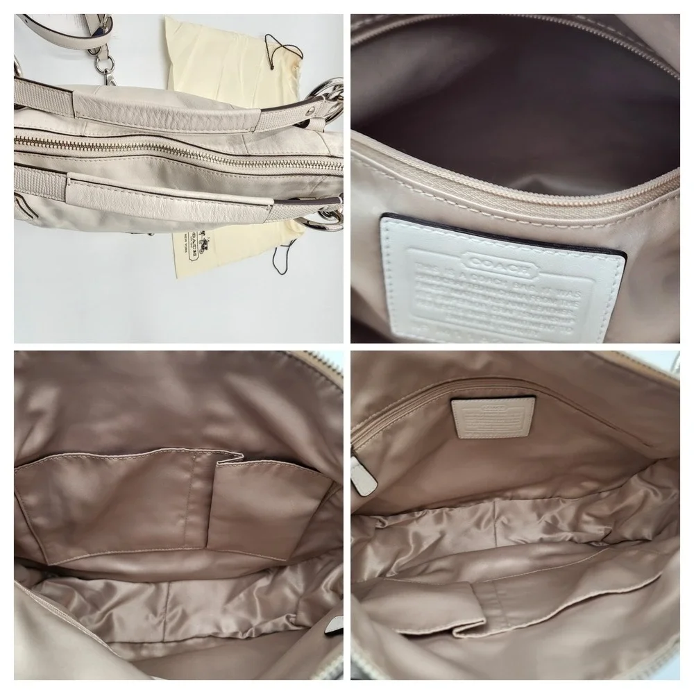 Coach Kristin Round Satchel White Nappa Leather Crossbody Strap Dustbag 19295